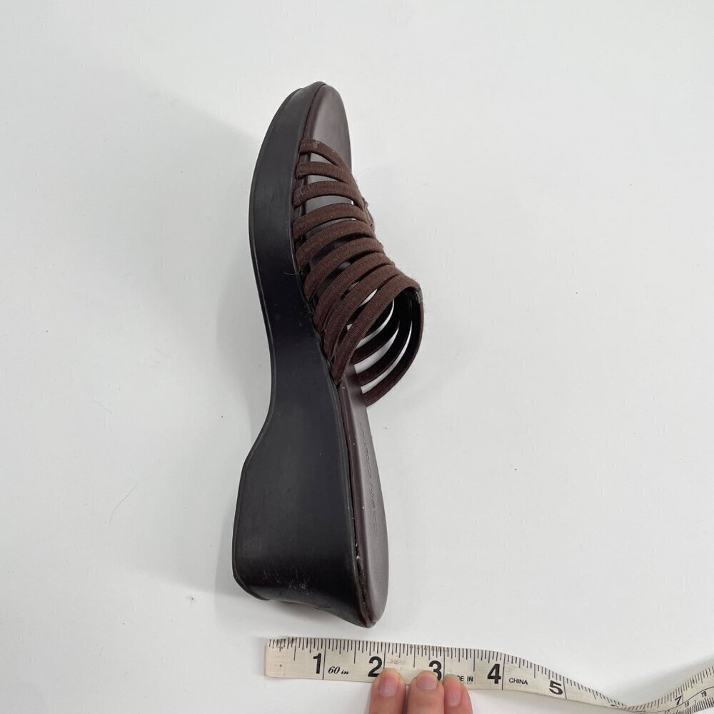 Vintage Y2K Cabin Creek Brown Strappy Wedges Slip On Slides Womens Size 7 Summer - Picture 10 of 10